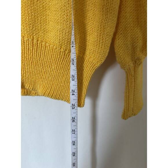 Vtg Maurada Sweater Large Knit Yellow Crew Retro Cardigan Pullon - Picture 11 of 13